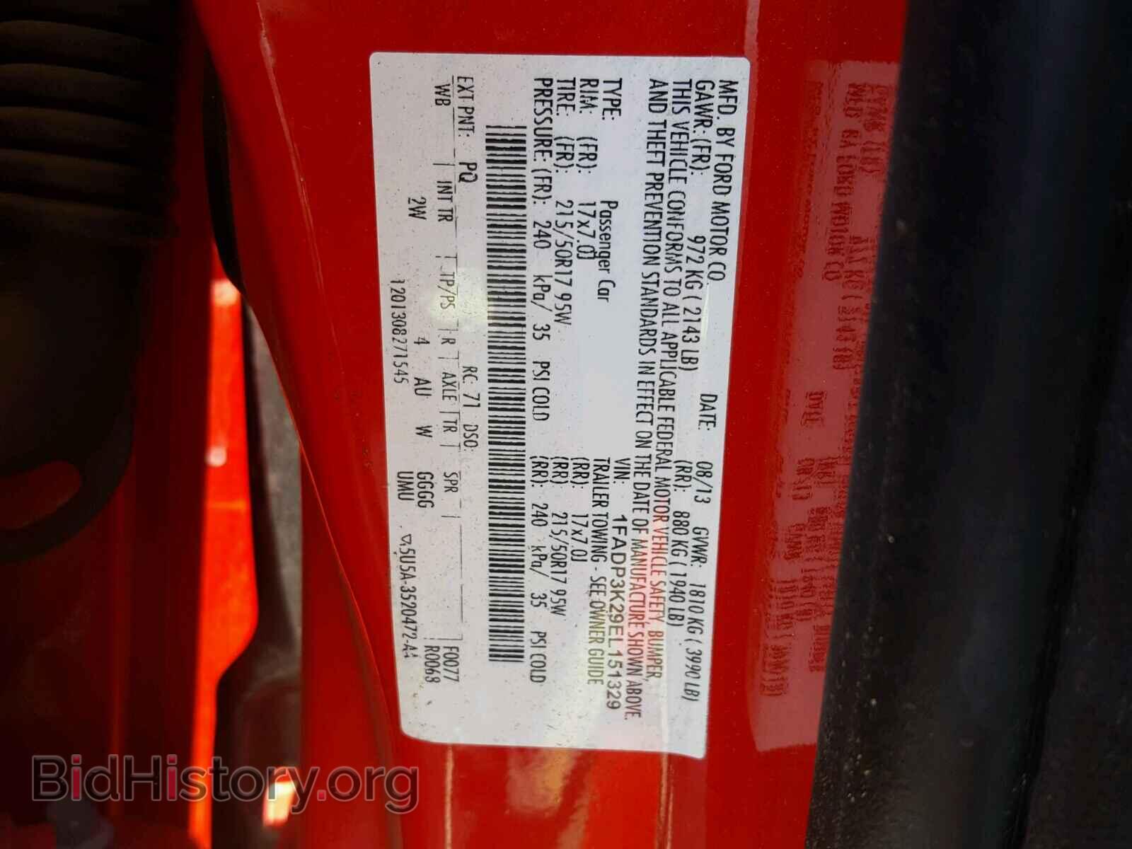 2014 FORD FOCUS - VIN: 1FADP3K29EL151329 - Фото 10
