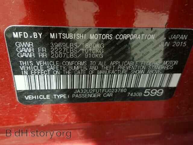 2015 MITSUBISHI LANCER - VIN: JA32U2FU1FU023760 - Фото 10