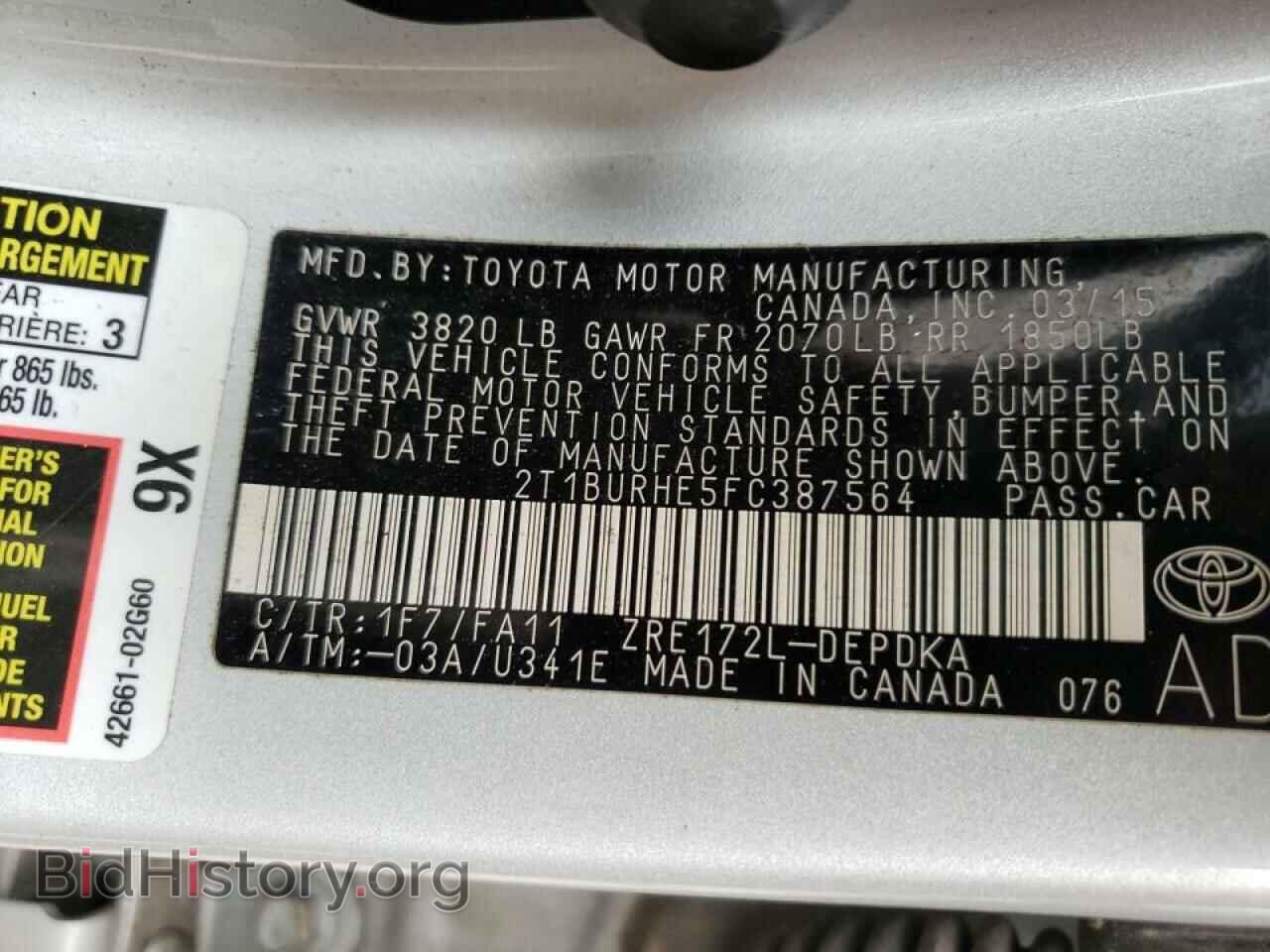 2015 TOYOTA COROLLA - VIN: 2T1BURHE5FC387564 - Photo 10