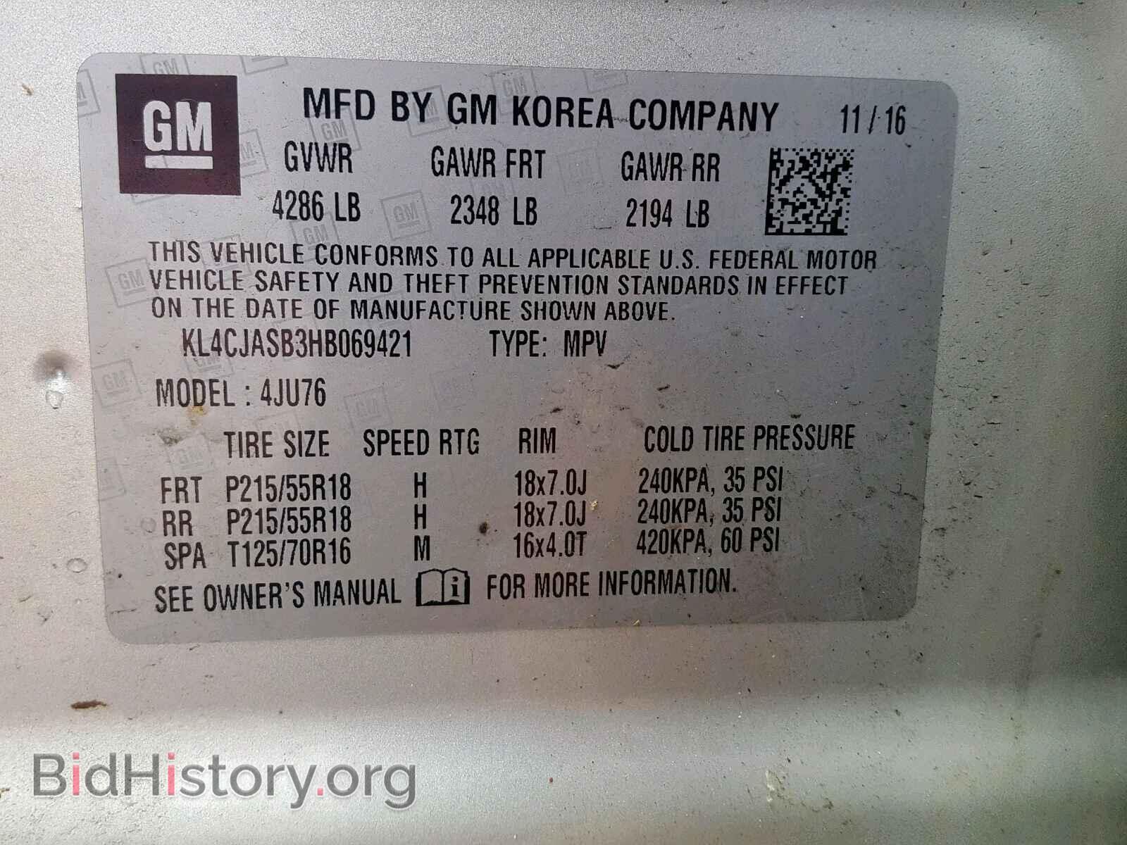 2017 BUICK ENCORE PRE - VIN: KL4CJASB3HB069421 - Фото 10