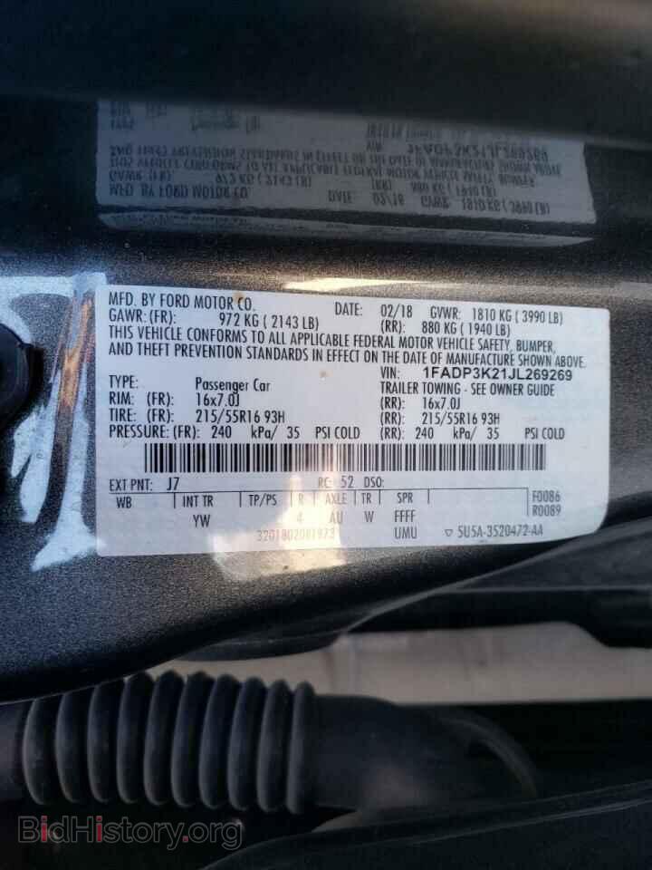 2018 FORD FOCUS - VIN: 1FADP3K21JL269269 - Фото 10