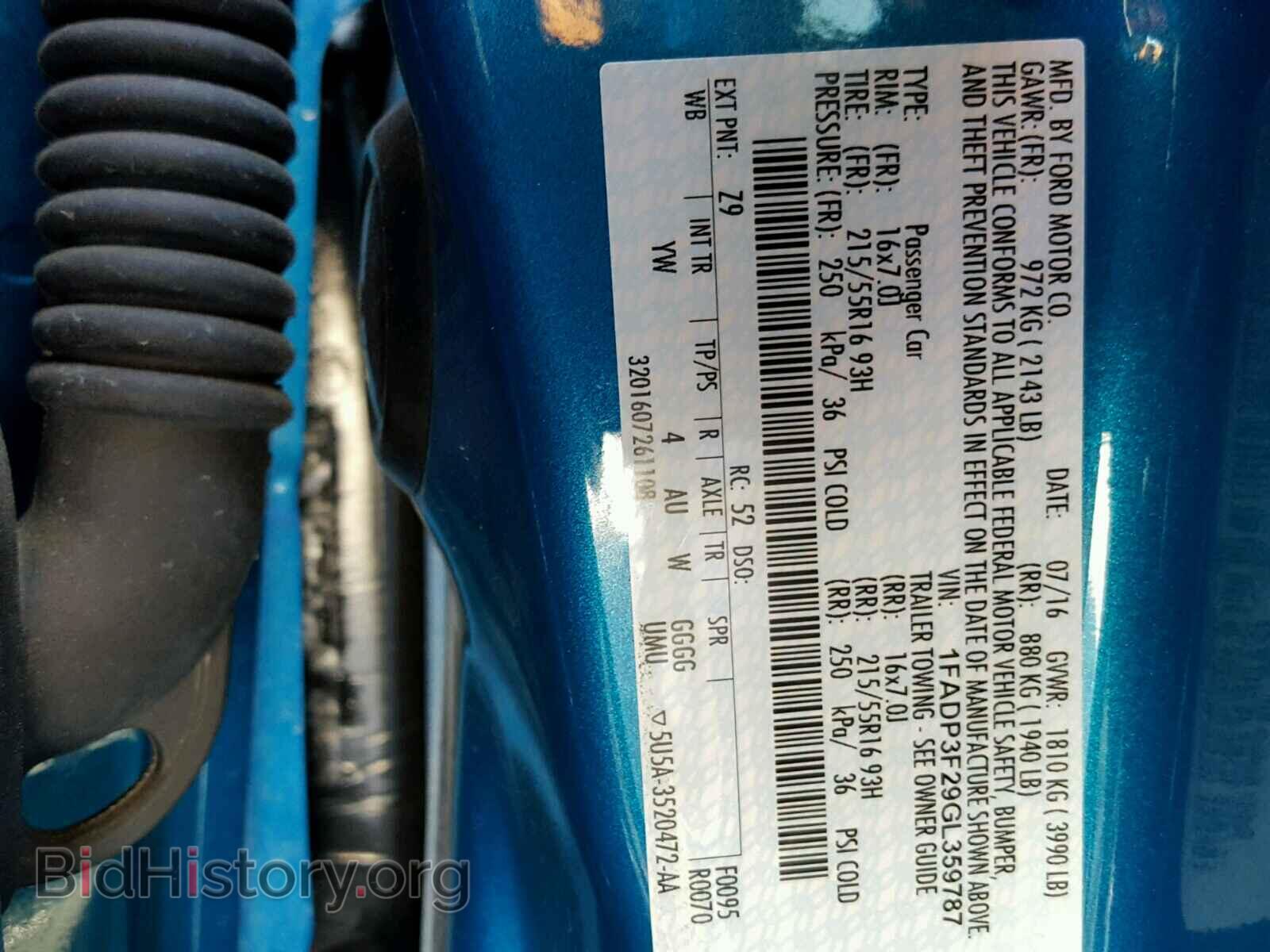 2016 FORD FOCUS - VIN: 1FADP3F29GL359787 - Фото 10