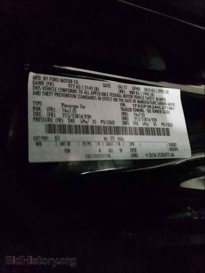 2017 FORD FOCUS - VIN: 1FADP3K24HL271981 - Фото 10