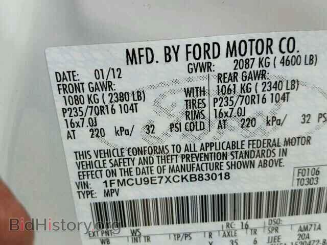 2012 FORD ESCAPE - VIN: 1FMCU9E7XCKB83018 - Фото 10