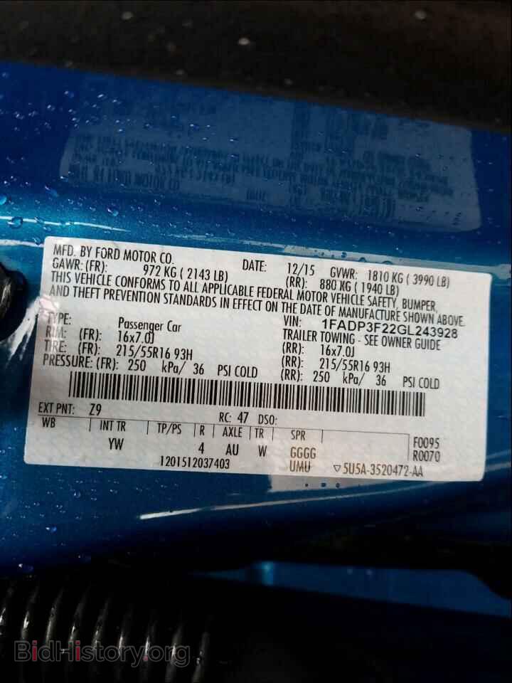 2016 FORD FOCUS - VIN: 1FADP3F22GL243928 - Фото 10