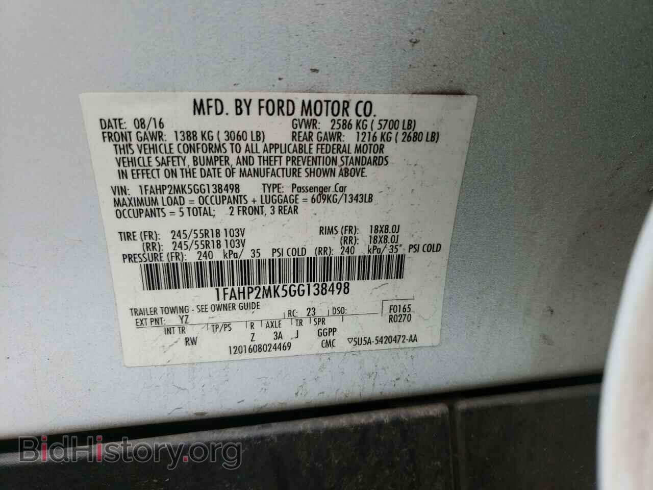 2016 FORD TAURUS - VIN: 1FAHP2MK5GG138498 - Фото 10