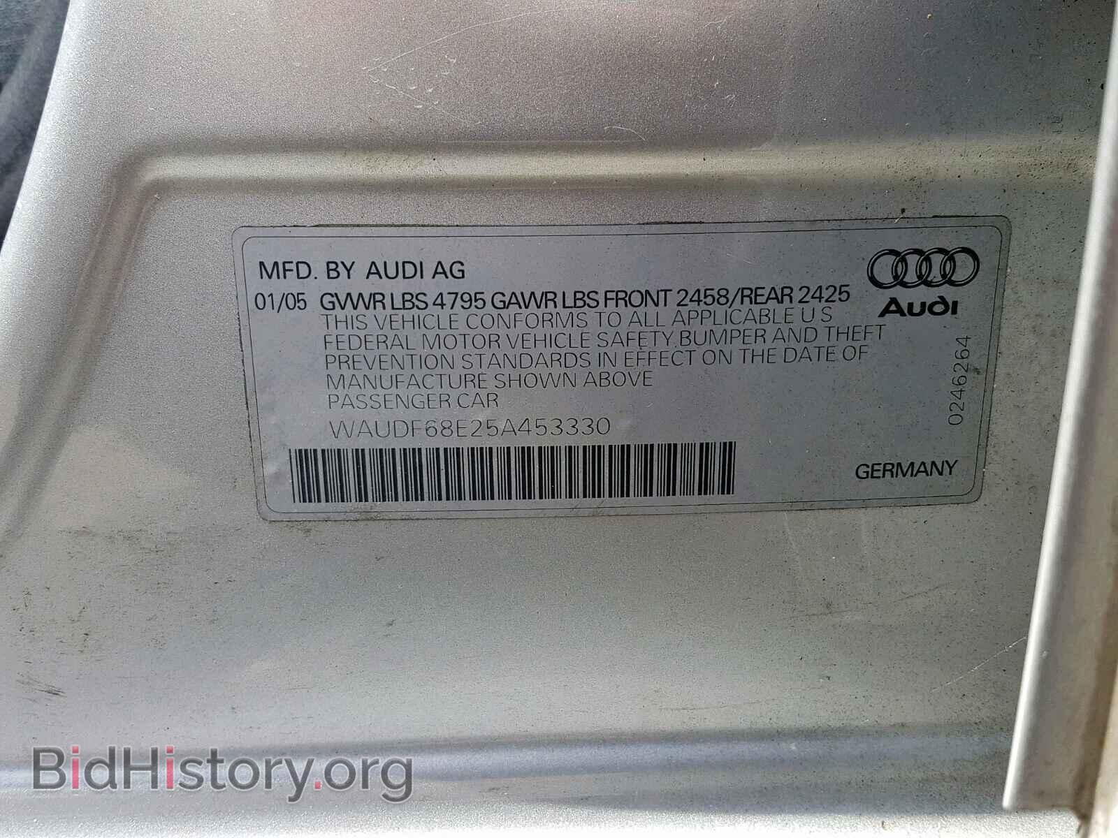 2005 AUDI A4 - VIN: WAUDF68E25A453330 - Фото 10