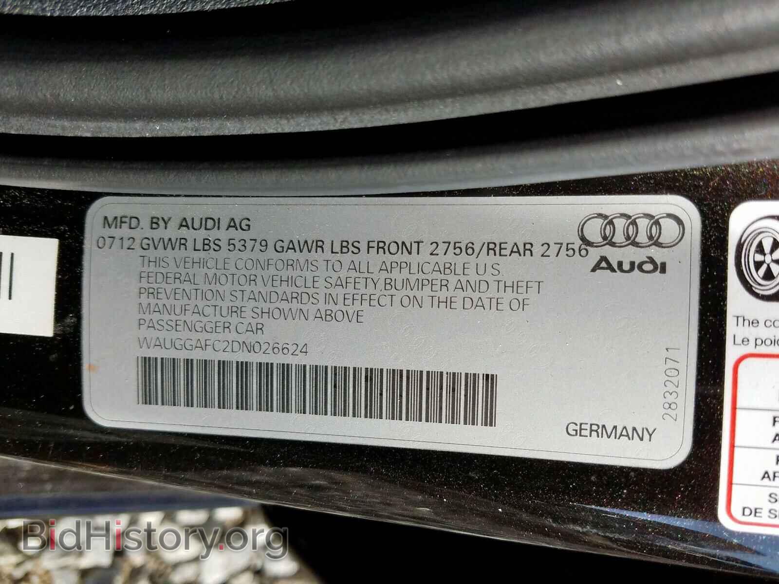 2013 AUDI A6 - VIN: WAUGGAFC2DN026624 - Фото 10