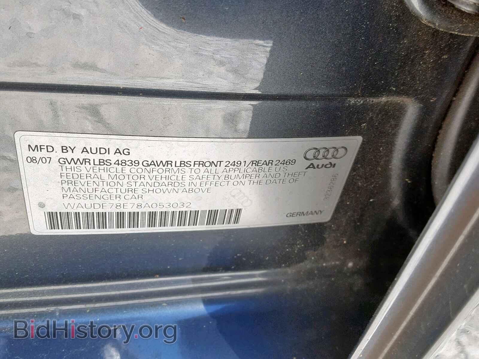 2008 AUDI A4 - VIN: WAUDF78E78A053032 - Фото 10