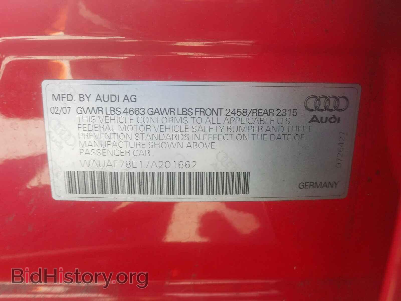 2007 AUDI A4 - VIN: WAUAF78E17A201662 - Photo 10