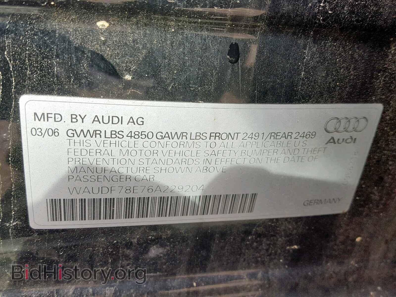 2006 AUDI A4 - VIN: WAUDF78E76A229204 - Photo 10