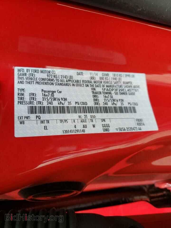 2014 FORD FOCUS - VIN: 1FADP3F29EL457781 - Фото 10