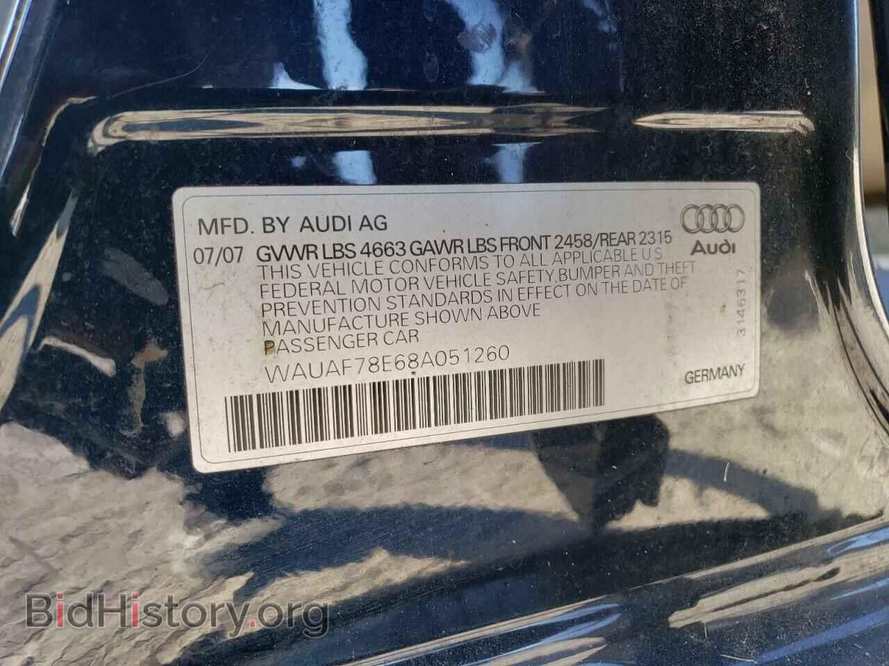 2008 AUDI A4 - VIN: WAUAF78E68A051260 - Фото 12