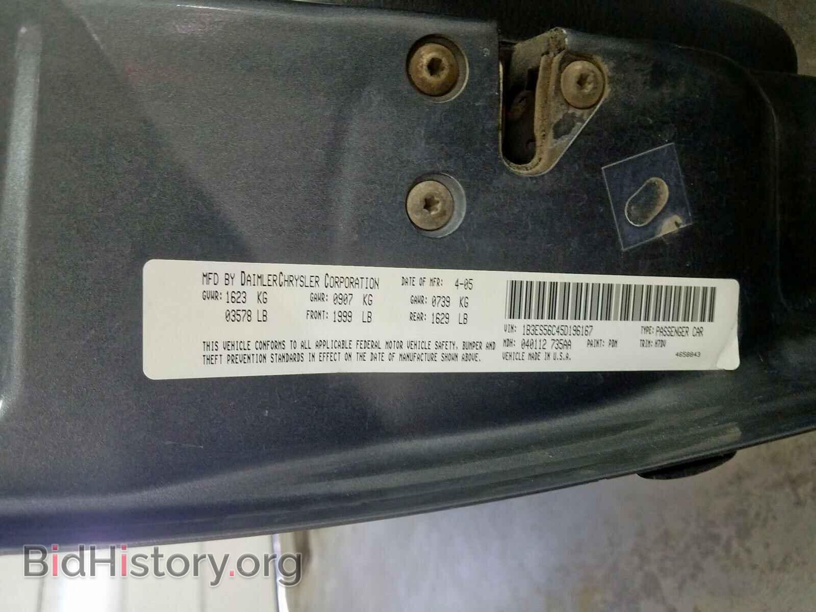 2005 DODGE NEON - VIN: 1B3ES56C45D196167 - Фото 10