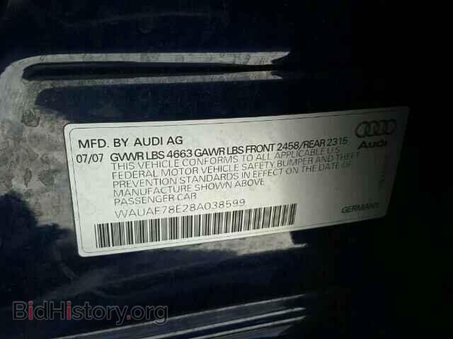 2008 AUDI A4 - VIN: WAUAF78E28A038599 - Фото 10