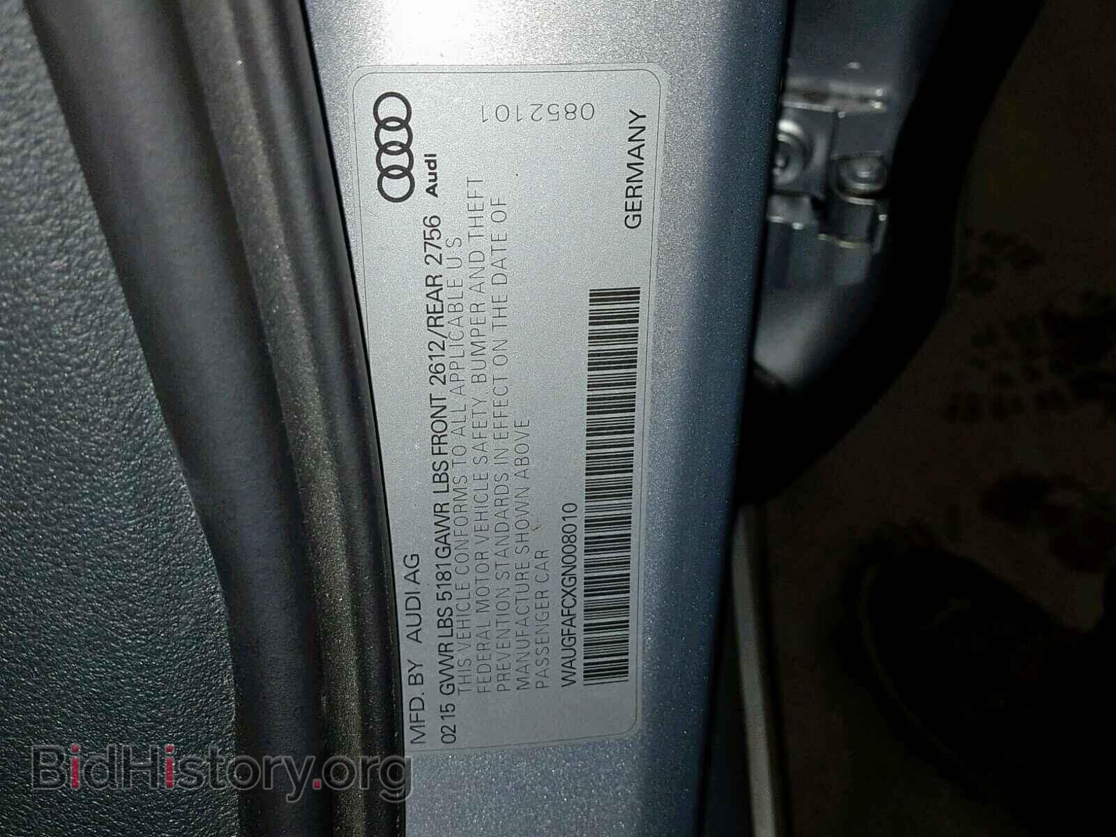2016 AUDI A6 - VIN: WAUGFAFCXGN008010 - Фото 10