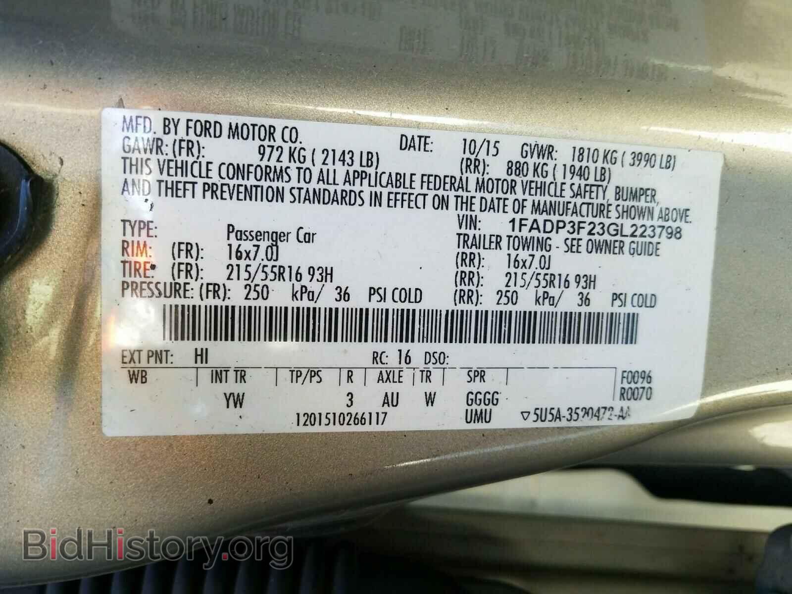 2016 FORD FOCUS - VIN: 1FADP3F23GL223798 - Фото 10