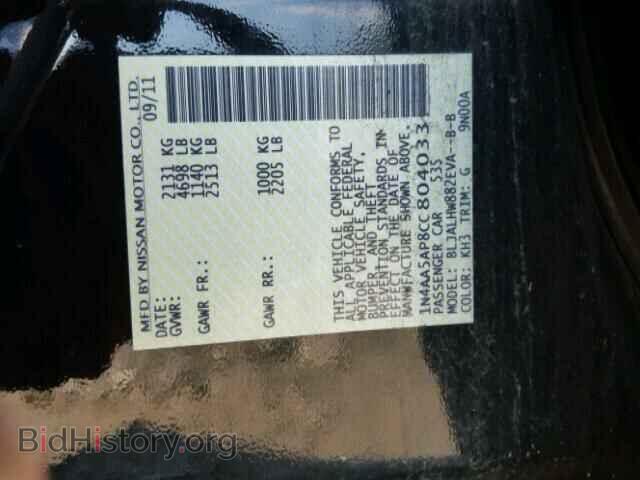 2012 NISSAN MAXIMA - VIN: 1N4AA5AP8CC804033 - Фото 10