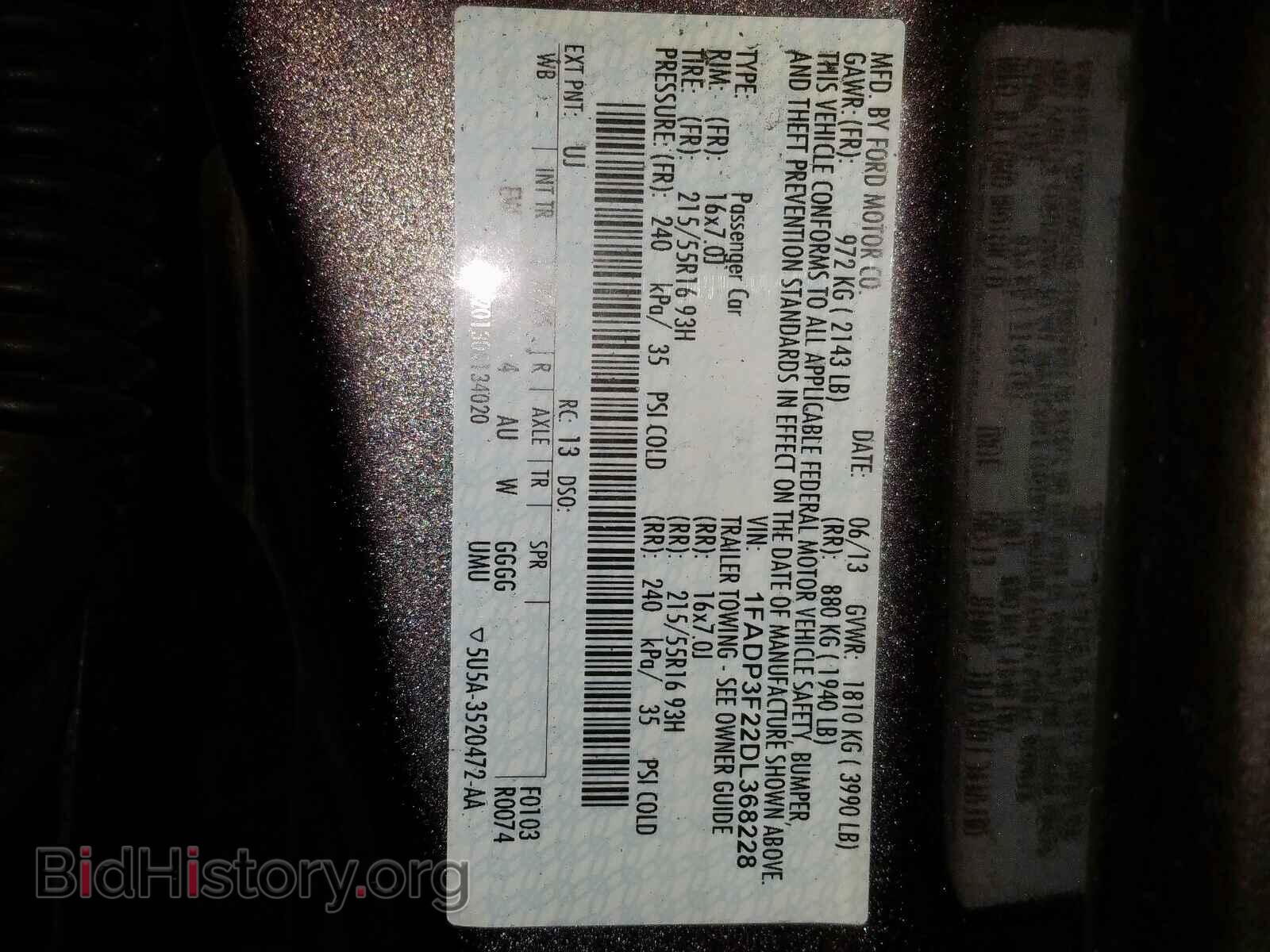 2013 FORD FOCUS - VIN: 1FADP3F22DL368228 - Фото 10