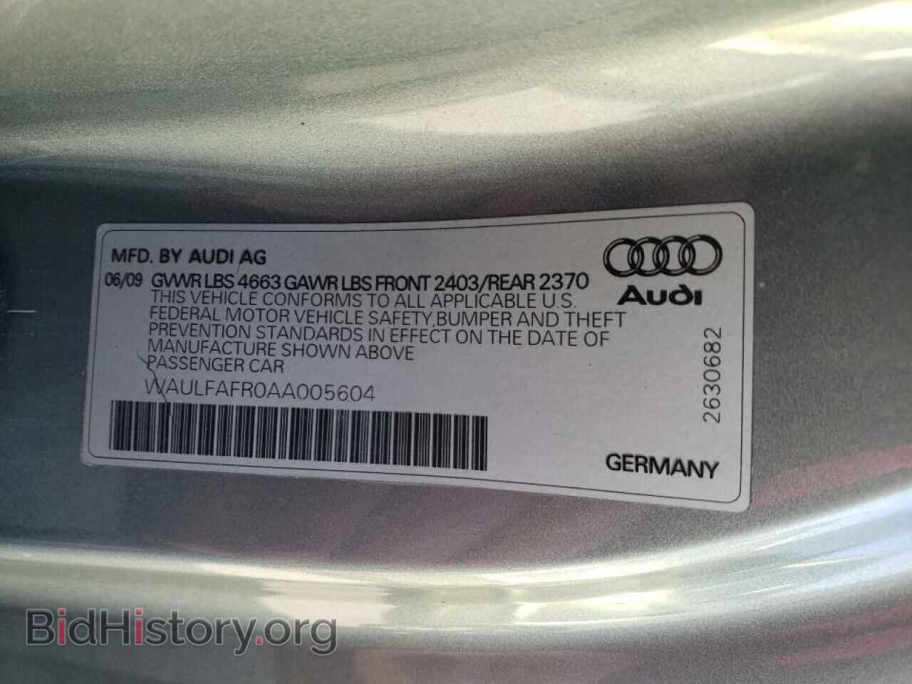 2010 AUDI A5 - VIN: WAULFAFR0AA005604 - Photo 10
