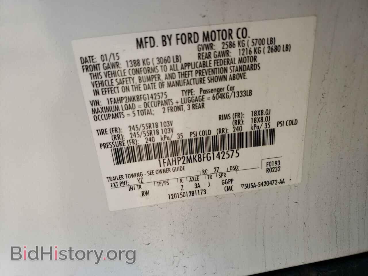 2015 FORD TAURUS - VIN: 1FAHP2MK8FG142575 - Photo 10