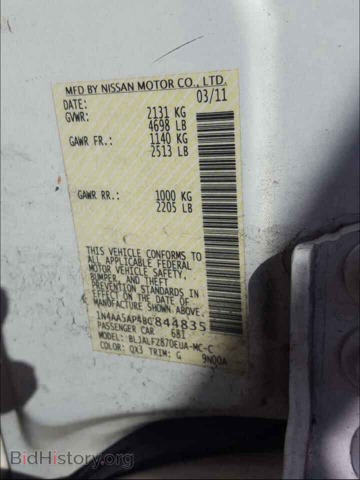 2011 NISSAN MAXIMA - VIN: 1N4AA5AP4BC844835 - Фото 10