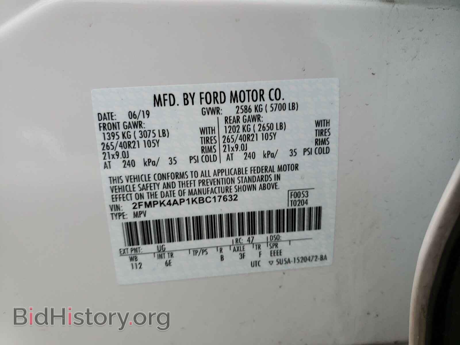 2019 FORD EDGE - VIN: 2FMPK4AP1KBC17632 - Photo 10