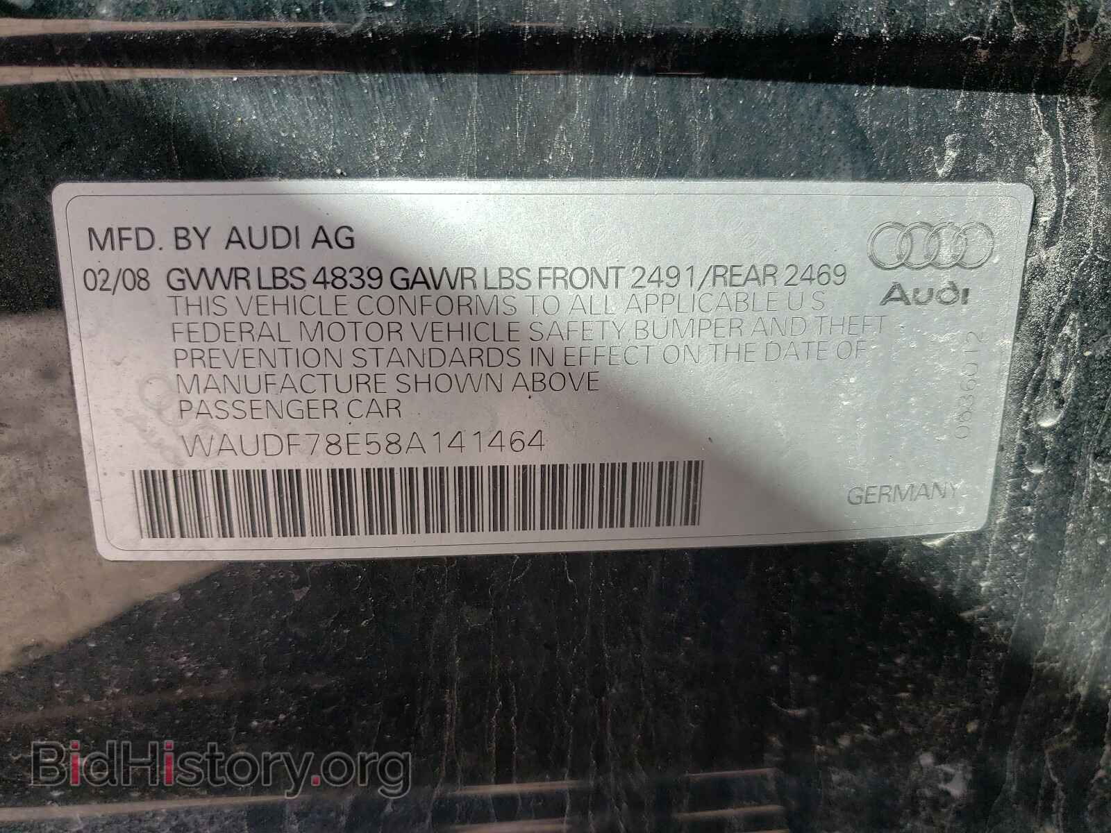 2008 AUDI A4 - VIN: WAUDF78E58A141464 - Фото 10