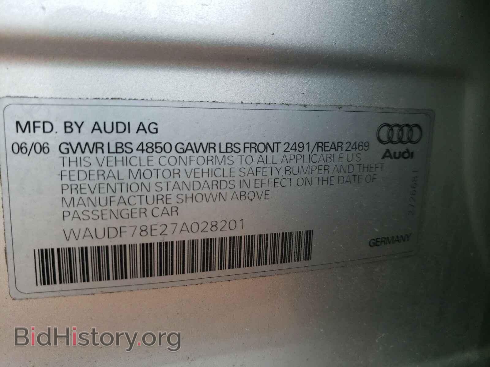 2007 AUDI A4 - VIN: WAUDF78E27A028201 - Фото 10