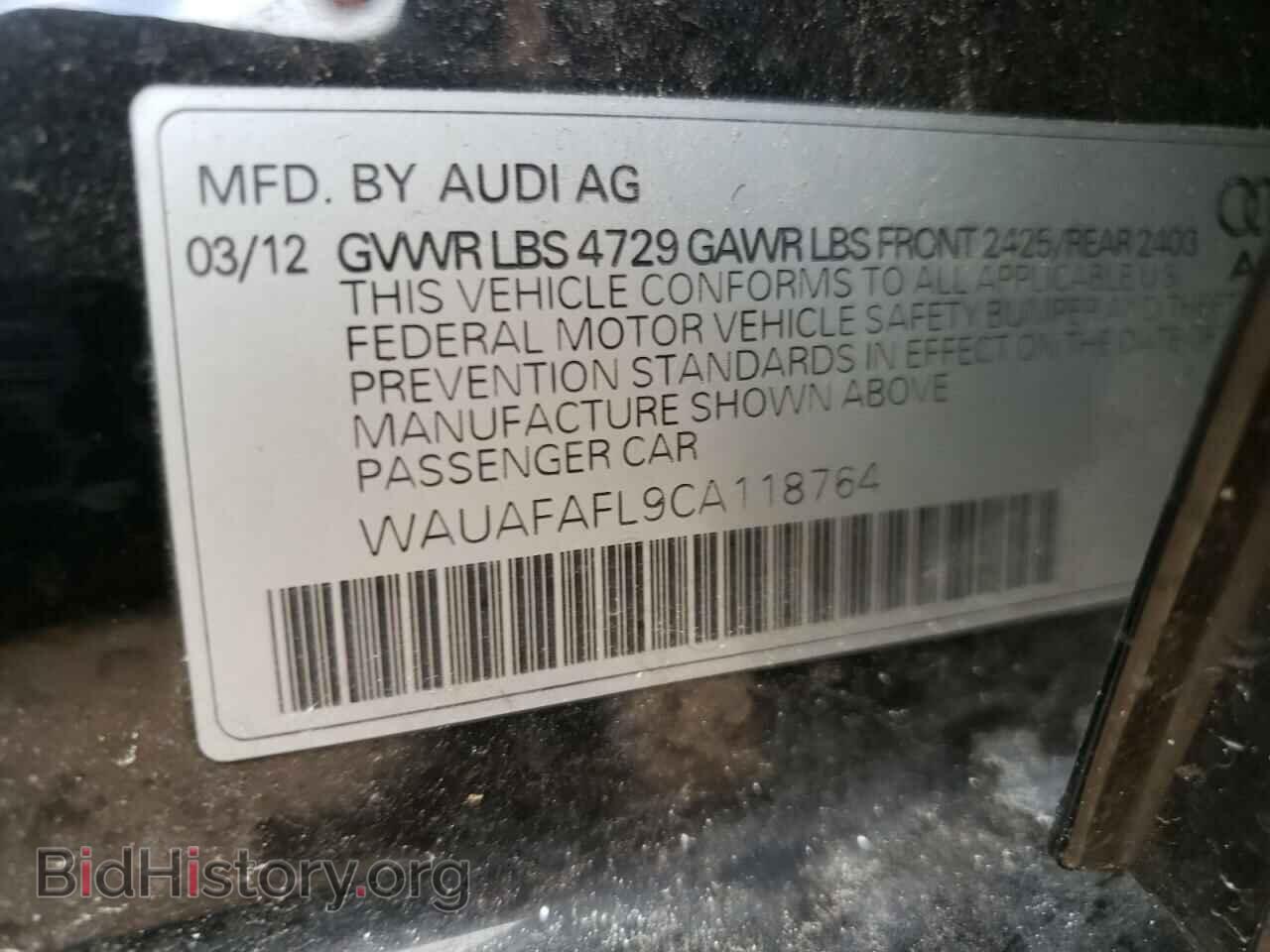 2012 AUDI A4 - VIN: WAUAFAFL9CA118764 - Фото 10