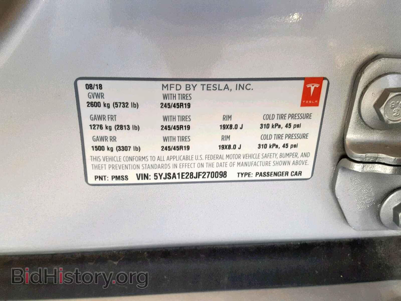 2018 TESLA MODEL S - VIN: 5YJSA1E28JF270098 - Photo 10