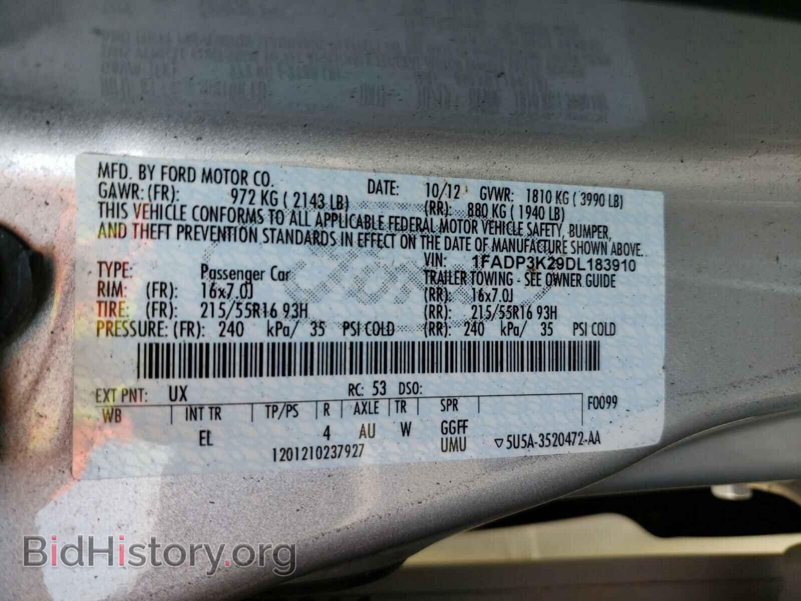 2013 FORD FOCUS - VIN: 1FADP3K29DL183910 - Фото 10