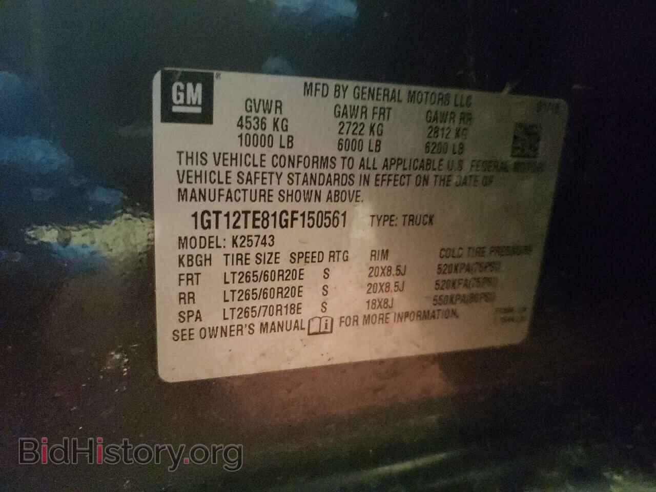 2016 GMC SIERRA - VIN: 1GT12TE81GF150561 - Фото 13