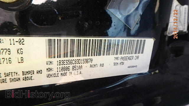 2003 DODGE NEON - VIN: 1B3ES56C83D159670 - Фото 9