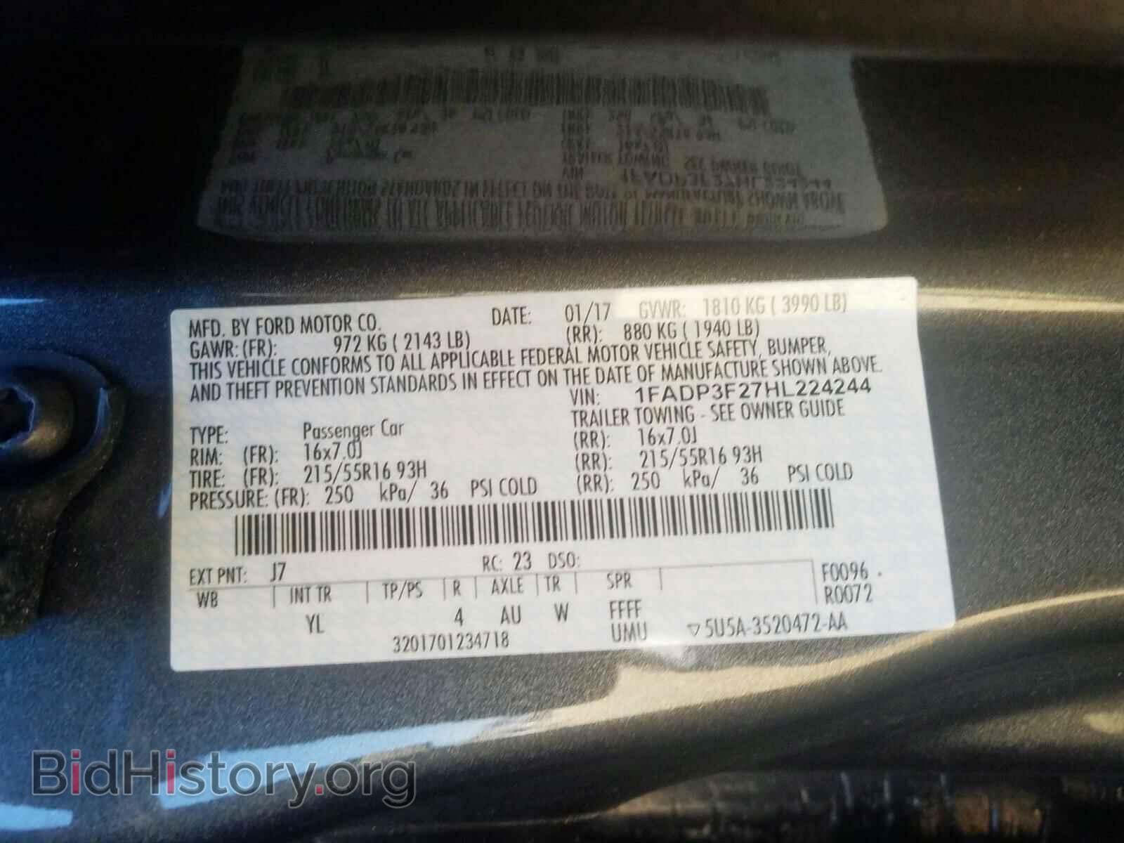 2017 FORD FOCUS - VIN: 1FADP3F27HL224244 - Фото 10