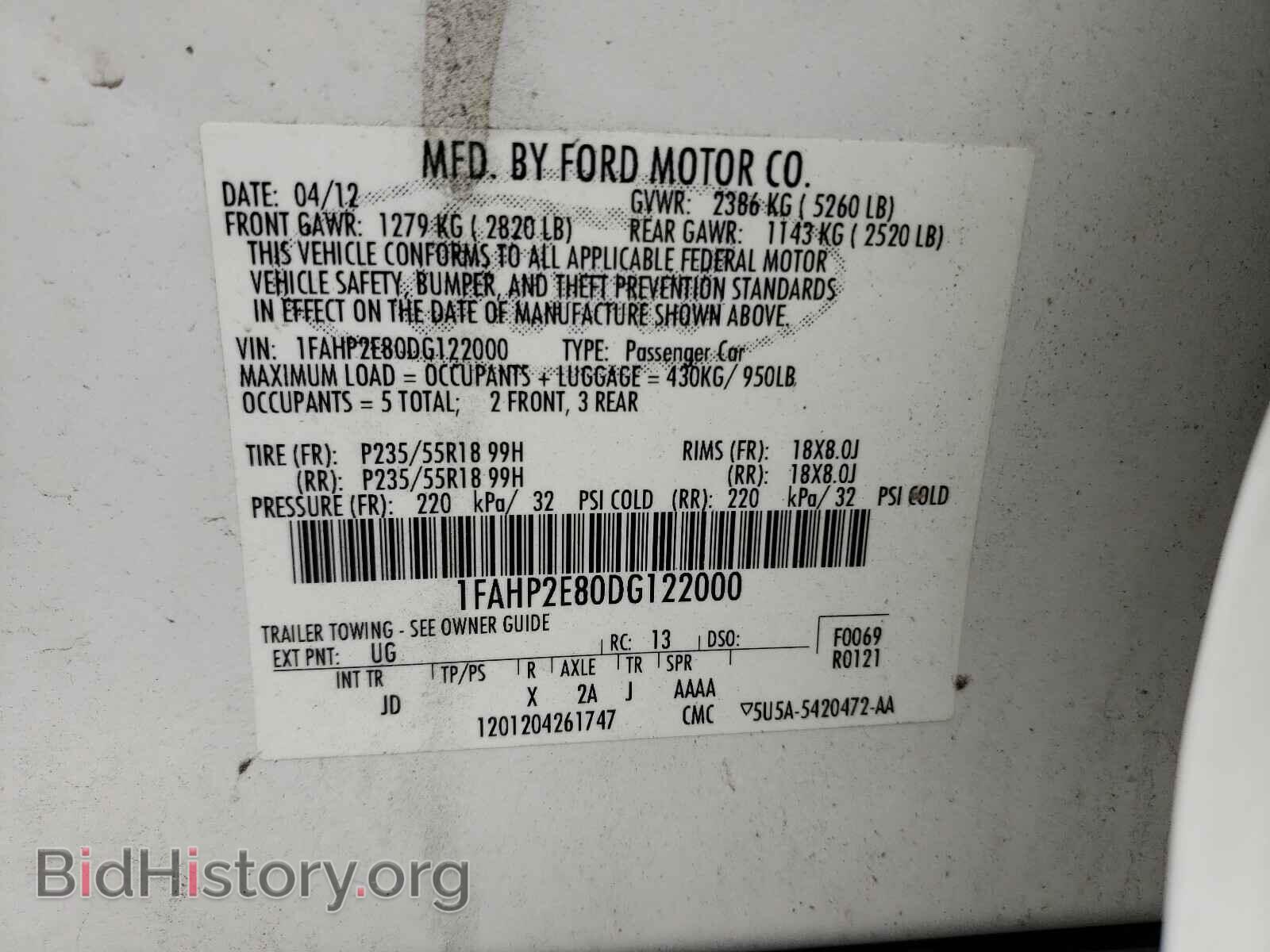 2013 FORD TAURUS - VIN: 1FAHP2E80DG122000 - Фото 10