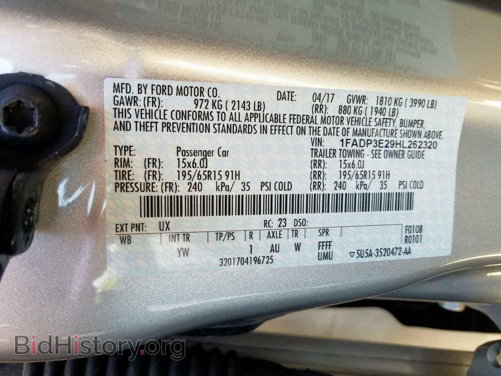 2017 FORD FOCUS - VIN: 1FADP3E29HL262320 - Фото 10