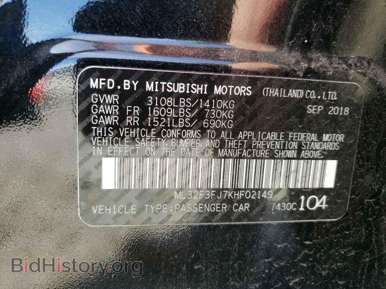 2019 MITSUBISHI MIRAGE - VIN: ML32F3FJ7KHF02149 - Фото 10