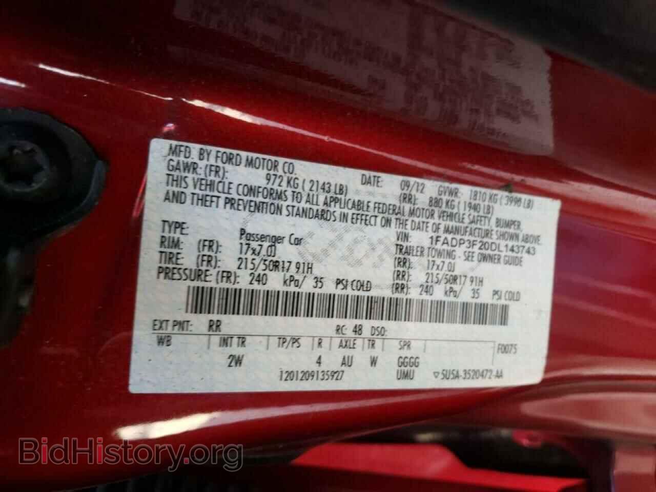 2013 FORD FOCUS - VIN: 1FADP3F20DL143743 - Фото 10