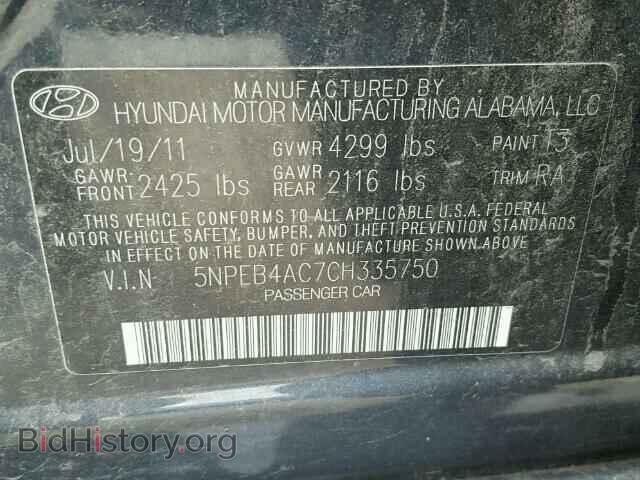 2012 HYUNDAI SONATA - VIN: 5NPEB4AC7CH335750 - Фото 10