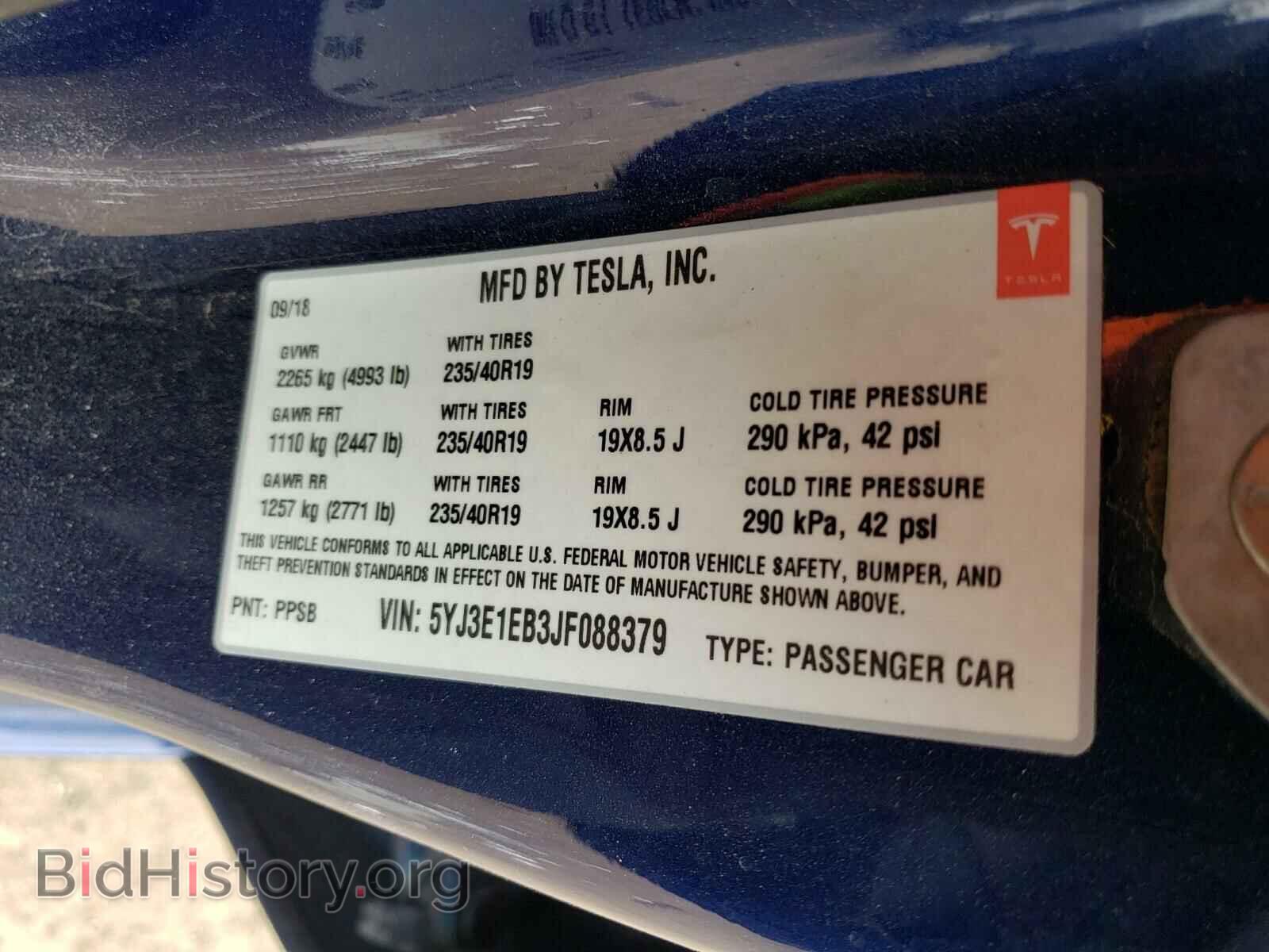 2018 TESLA MODEL 3 - VIN: 5YJ3E1EB3JF088379 - Photo 10
