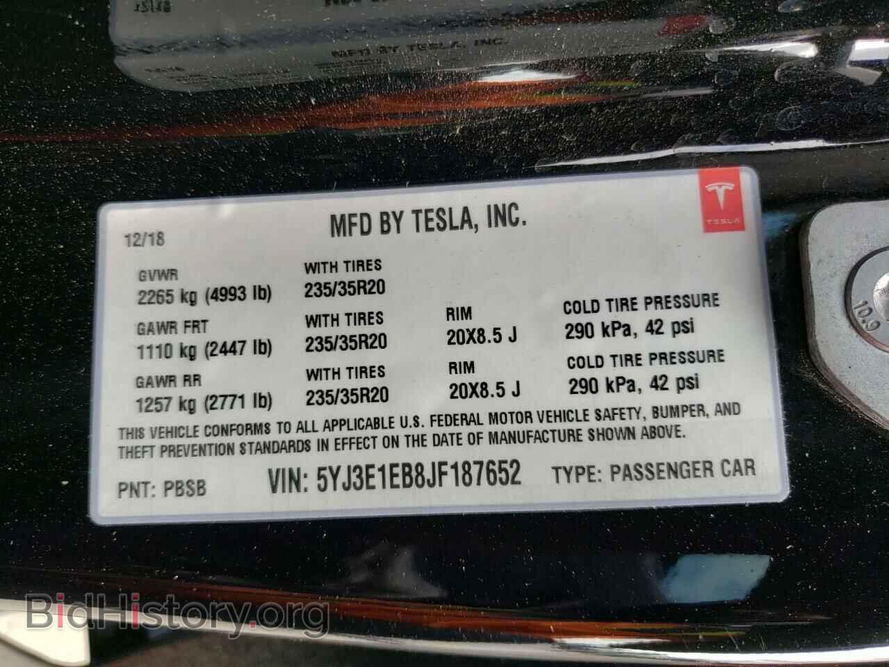 2018 TESLA MODEL 3 - VIN: 5YJ3E1EB8JF187652 - Фото 10
