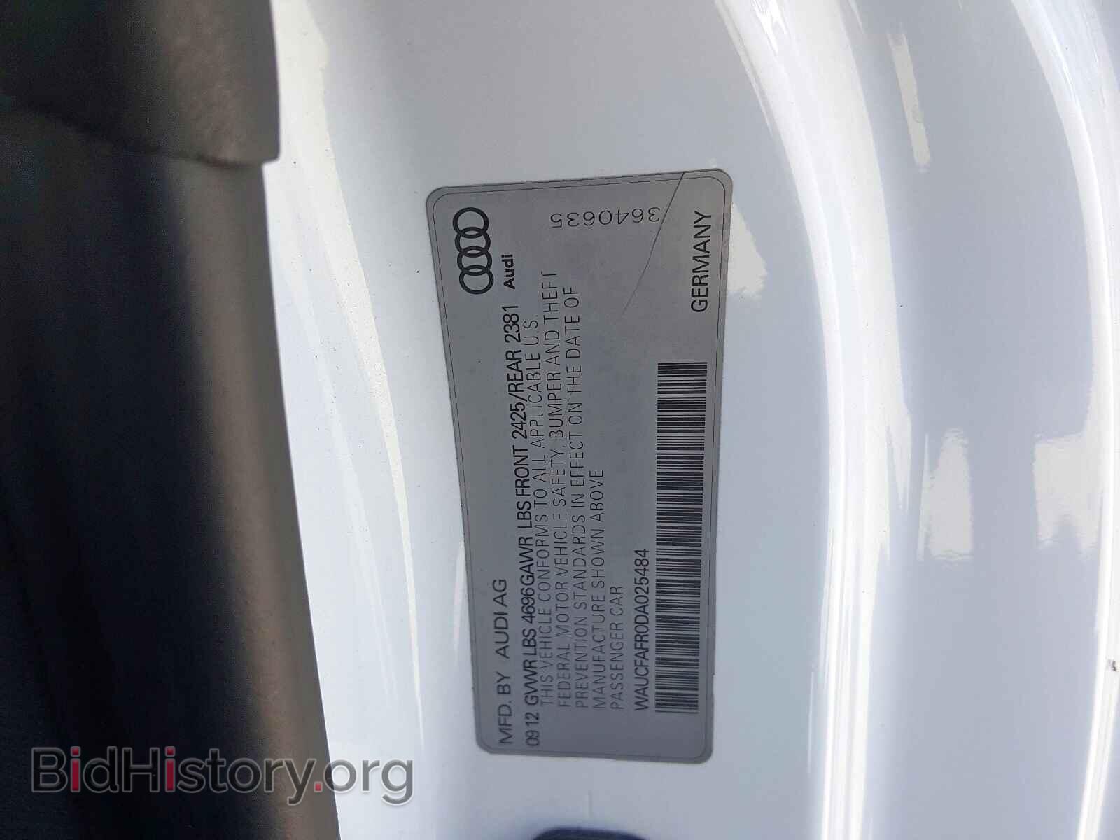 2013 AUDI A5 - VIN: WAUCFAFR0DA025484 - Фото 10