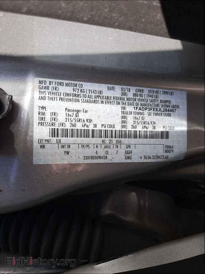 2018 FORD FOCUS - VIN: 1FADP3FE8JL284467 - Фото 10