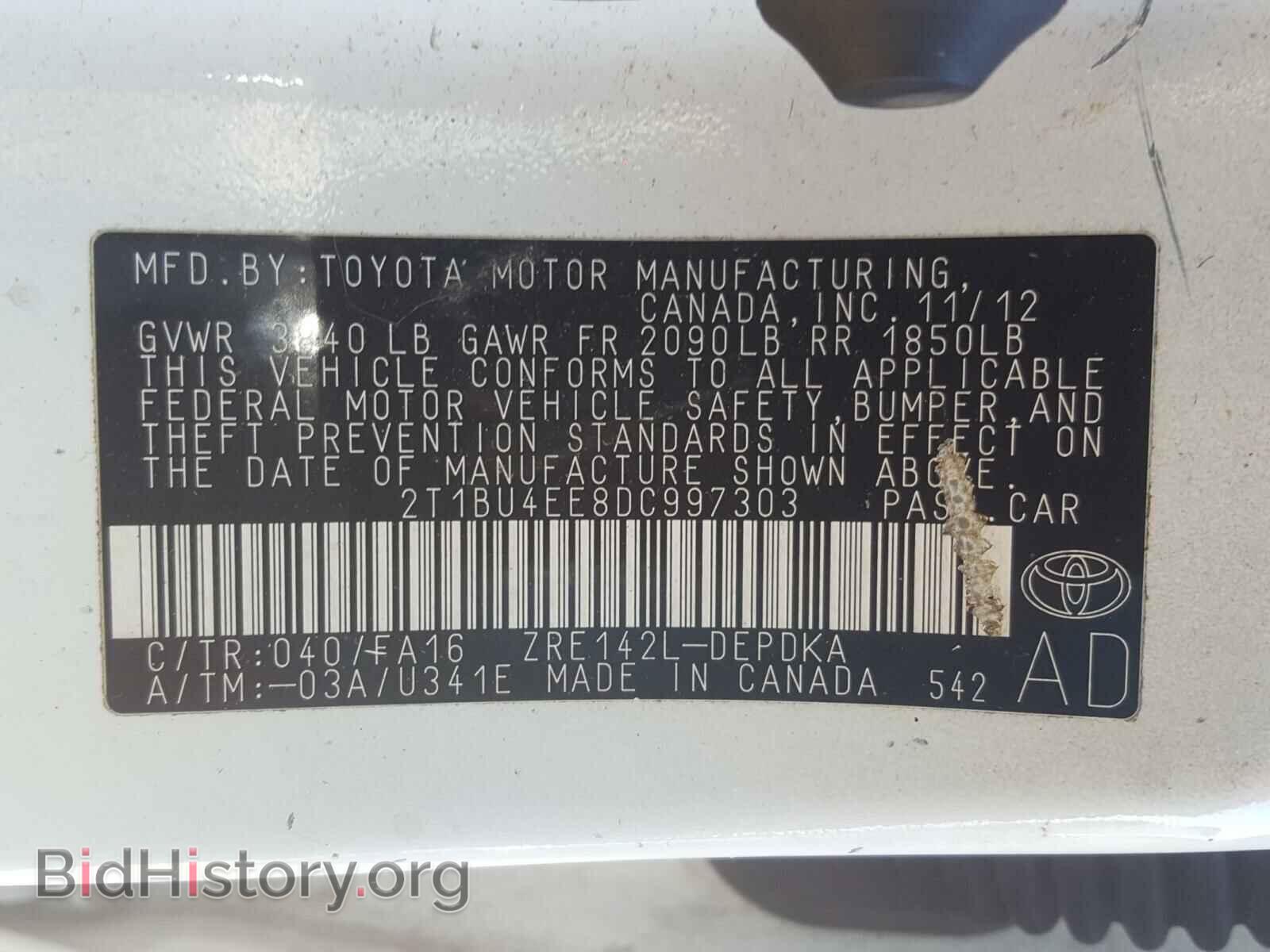 2013 TOYOTA COROLLA - VIN: 2T1BU4EE8DC997303 - Фото 10