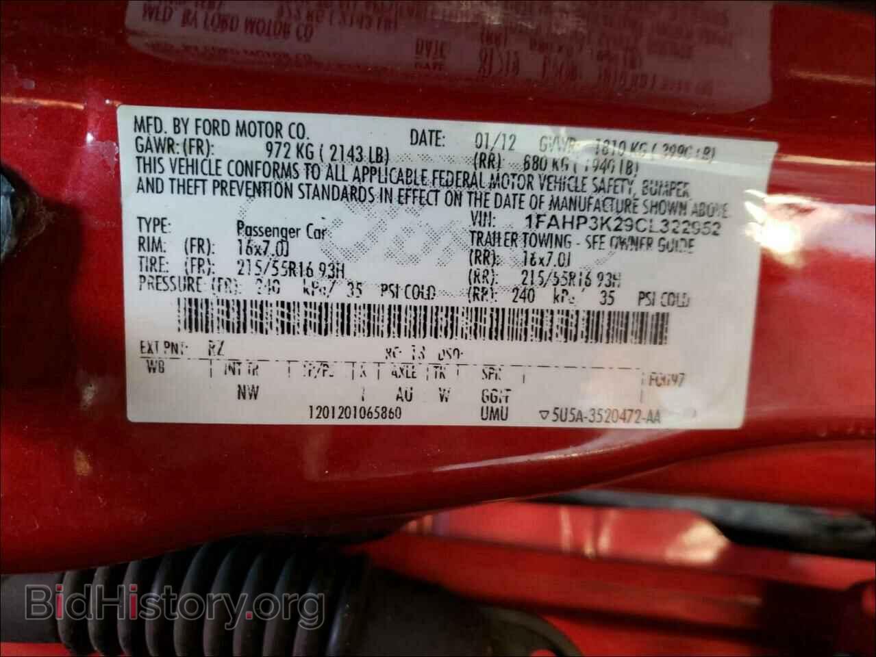 2012 FORD FOCUS - VIN: 1FAHP3K29CL322952 - Фото 10