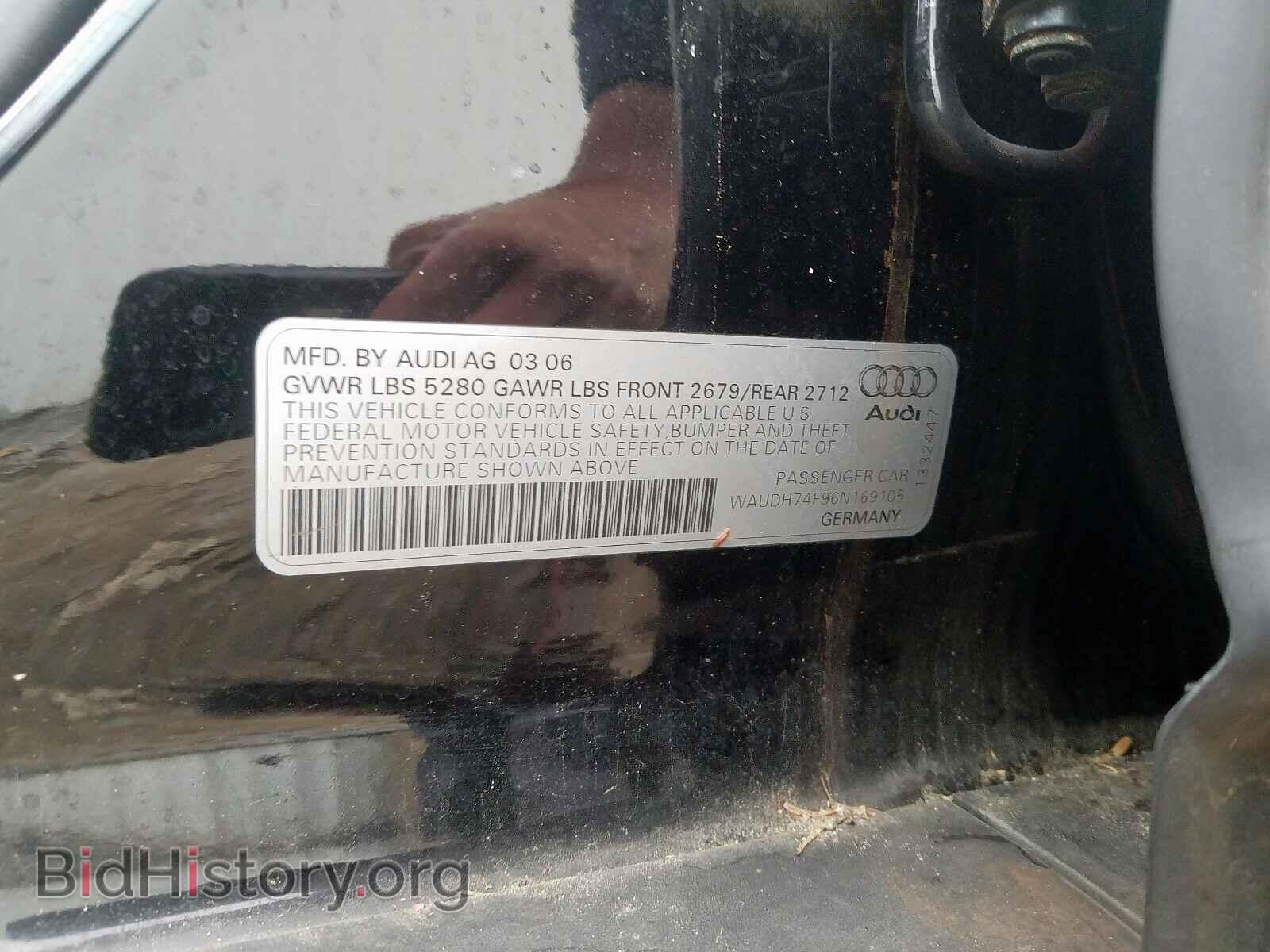 2006 AUDI A6 - VIN: WAUDH74F96N169105 - Фото 10