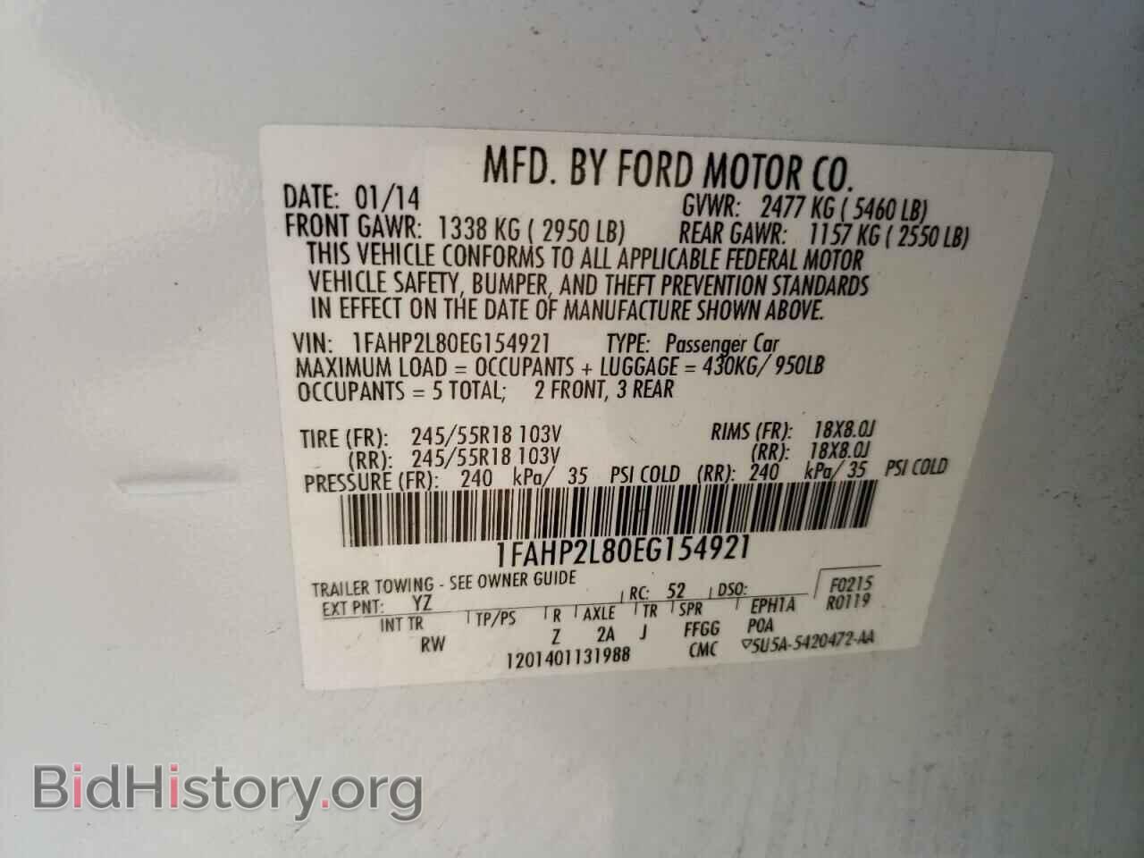 2014 FORD TAURUS - VIN: 1FAHP2L80EG154921 - Фото 10