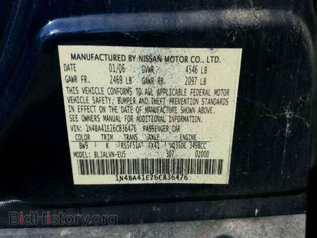 2006 NISSAN MAXIMA - VIN: 1N4BA41E26C836476 - Фото 10