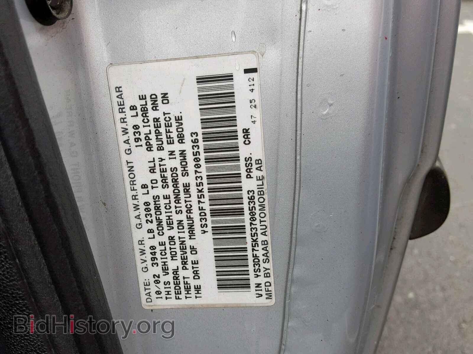 2003 SAAB 9 3 - VIN: YS3DF75K537005363 - Photo 10